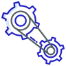 Two interlocking cogwheels icon
