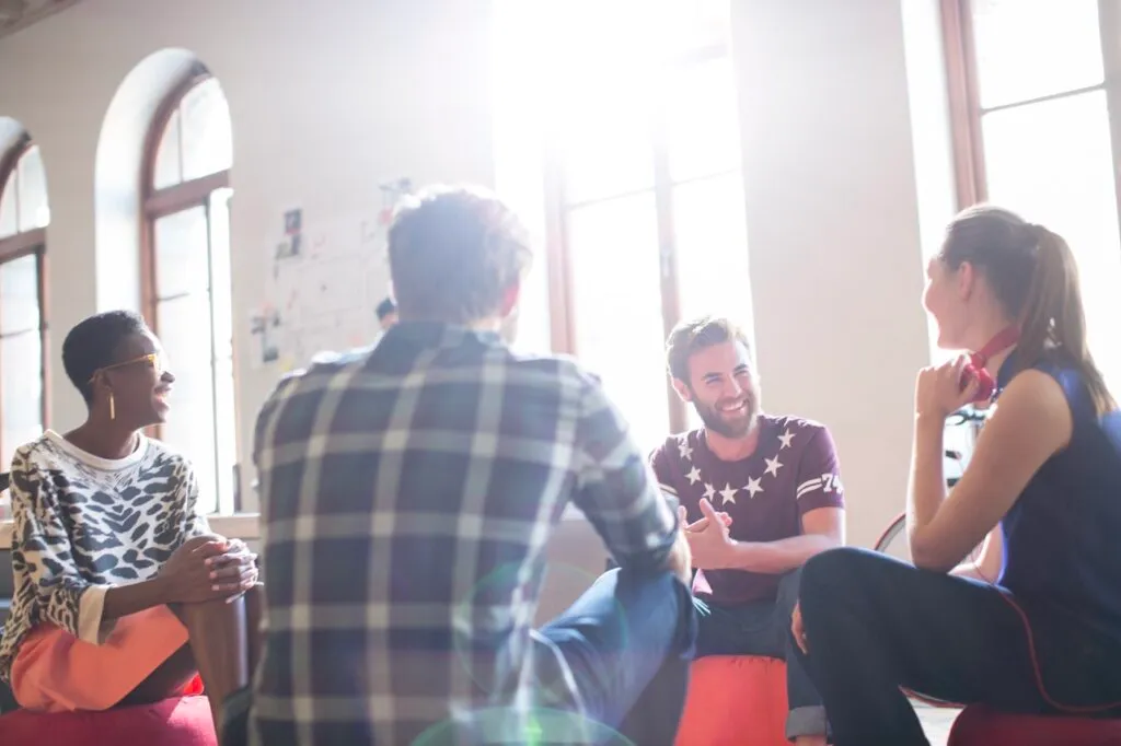 A small group in discussion
